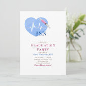 Light Blue Heart, Heartbeat und Spritzennahrung Einladung (Stehend Vorderseite)