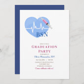 Light Blue Heart, Heartbeat und Spritzennahrung Einladung (Vorne/Hinten)