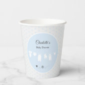 Light Blue Hearts Baby Boy Dusche Pappbecher (Rückseite)