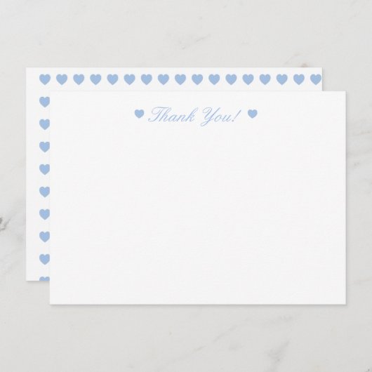Light Blue Hearts Vielen Dank Flat Card Dankeskarte (Vorne/Hinten)