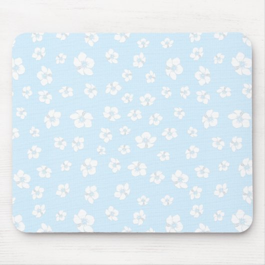Light Blue Hibiskus Floral Mousepad (Vorne)