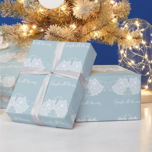 Light Blue Holiday Bells and Wirbel Wrapping Paper Geschenkpapier (Feiertage)