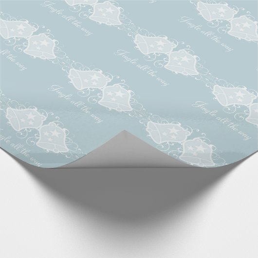 Light Blue Holiday Bells and Wirbel Wrapping Paper Geschenkpapier (Ecke)