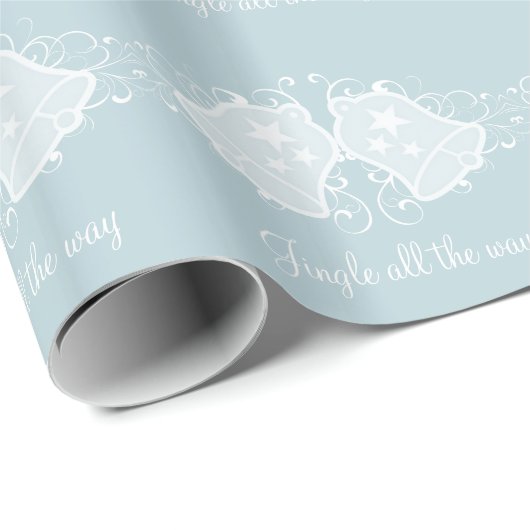 Light Blue Holiday Bells and Wirbel Wrapping Paper Geschenkpapier (Rolleneckpunkt)