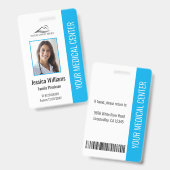 Light Blue Hospital Medical Employee Foto ID Ausweis (Vorder- & Rückseite)