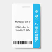 Light Blue Hospital Medical Employee Foto ID Ausweis (Rückseite)