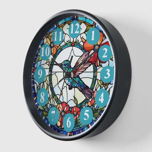 Light Blue Hummingbird Stached Glass Bird Uhr (Winkel)