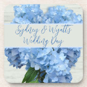 Light Blue Hydrangea-Blume Getränkeuntersetzer (Vorderseite)