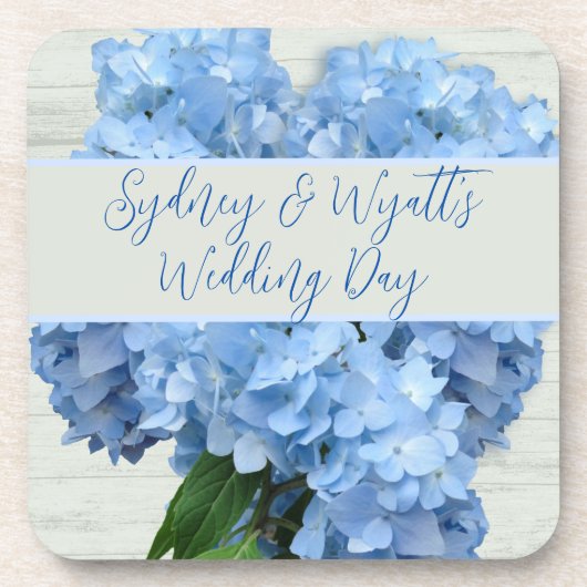 Light Blue Hydrangea-Blume Getränkeuntersetzer (Vorderseite)