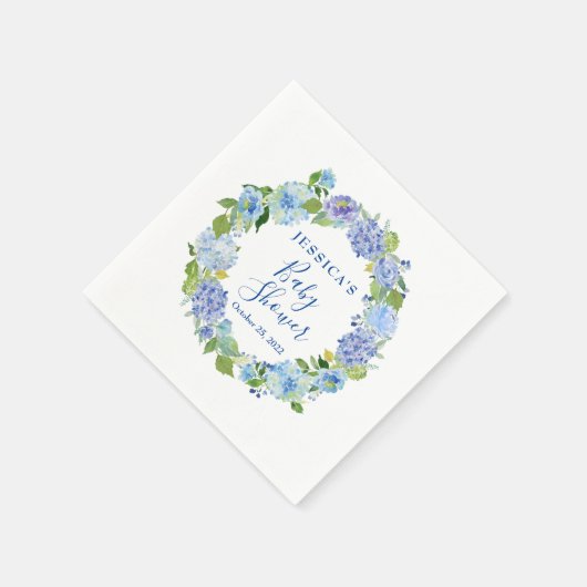 Light Blue Hydrangea Floral Baby Duschpapier Serviette (Ecke)