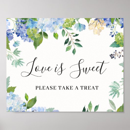 Light Blue Hydrangea Liebe ist Sweet Poster (Vorne)
