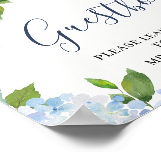 Light Blue Hydrangea Unterschreiben Sie unser Gäst Poster (Ecke)