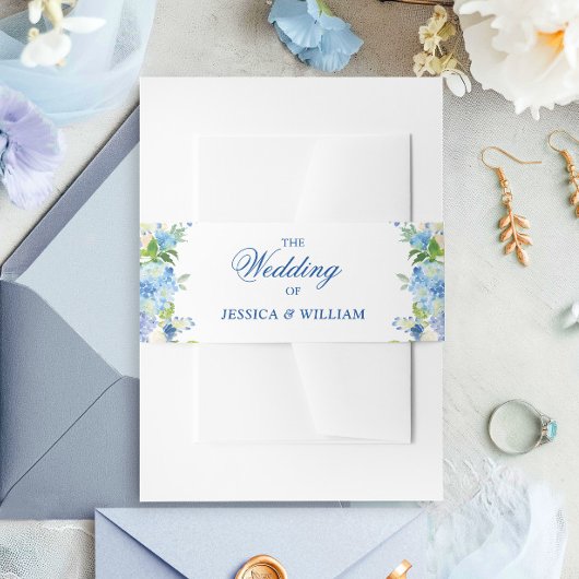 Light Blue Hydrangea Wasserfarbe Blumenzehen Einladungsbanderole