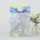 Light Blue Hydrangea Writing Paper Monogram Briefpapier (Stehend Vorderseite)