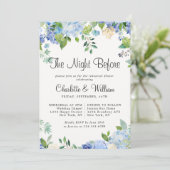 Light Blue Hydrangeas Floral Chic Probe Dinner Einladung (Stehend Vorderseite)