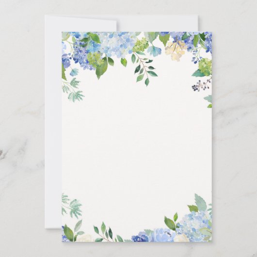 Light Blue Hydrangeas Floral Chic Probe Dinner Einladung (Rückseite)