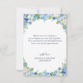 Light Blue Hydrangeas Floral Foto Wasserfarbe Dankeskarte (Rückseite)
