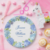 Light Blue Hydrangeas Floral Wedding Party Pappteller (Party)