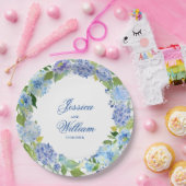 Light Blue Hydrangeas Floral Wedding Party Pappteller (Party)