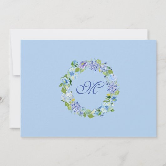 Light Blue Hydrangeas Greenery Bridesmaids Brunch Einladung (Rückseite)