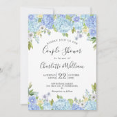 Light Blue Hydrangeas Watercolor Couple Dusche Einladung (Vorderseite)