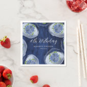 Light Blue Hydrangeas Wood 40. Geburtstag Party Serviette (Beispiel)