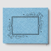 Light Blue Imitats Linen Black Frame Gästebuch (Rückseite)
