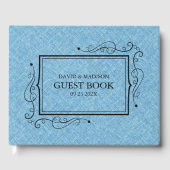 Light Blue Imitats Linen Black Frame Gästebuch (Vorderseite)