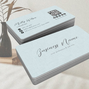 Light Blue Imitats Linken QR Code Social Media Visitenkarte