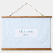 Light Blue Individuelle Name Boy Kinderzimmer Deko Wandteppich Mit Holzrahmen (Vorne)