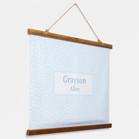 Light Blue Individuelle Name Boy Kinderzimmer Deko Wandteppich Mit Holzrahmen (Gewinkelt)