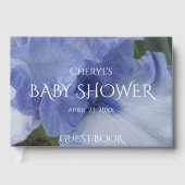 Light Blue Iris Bloom Boy Baby Dusche Gästebuch (Vorderseite)