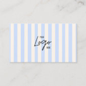 Light Blue & Ivory Stripes Bakery Logo QR Code Visitenkarte (Vorderseite)