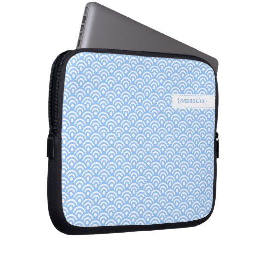 Light Blue Japanese Seigaiha Pattern Laptopschutzhülle (Vorne Rechts)