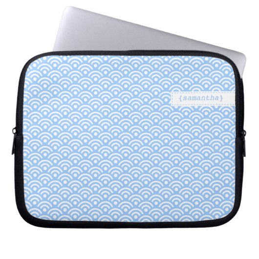 Light Blue Japanese Seigaiha Pattern Laptopschutzhülle (Vorderseite)