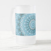 Light Blue Kaleidoscope / Mandala Mattglas Bierglas (Vorderseite Links)