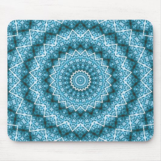 Light Blue Kaleidoscope / Mandala Mousepad (Vorne)