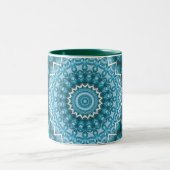 Light Blue Kaleidoscope / Mandala Zweifarbige Tasse (Mittel)