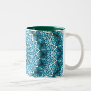 Light Blue Kaleidoscope / Mandala Zweifarbige Tasse
