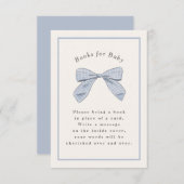 Light Blue Kariert Bow Elegant Baby Shower Begleitkarte (Vorne/Hinten)