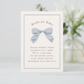 Light Blue Kariert Bow Elegant Baby Shower Begleitkarte (Stehend Vorderseite)