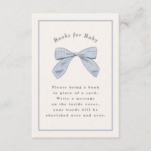 Light Blue Kariert Bow Elegant Baby Shower Begleitkarte