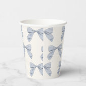 Light Blue Kariert Bow Elegante Boy Baby Shower Pappbecher (Rechts)