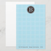 Light Blue Kariert Monogram Stationary Briefpapier (Vorne/Hinten)