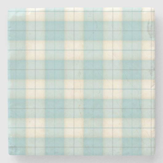 Light Blue Kariert Tartan Steinuntersetzer (Vorderseite)