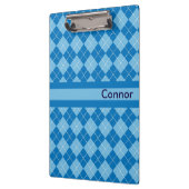 Light Blue Karierte Personalisierte Zwischenablage Klemmbrett (Links)