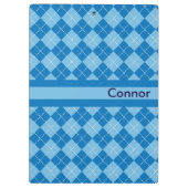 Light Blue Karierte Personalisierte Zwischenablage Klemmbrett (Rückseite)