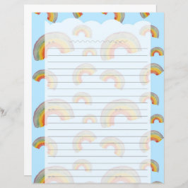 Light Blue Kawaii Rainbow Stationery Paper
