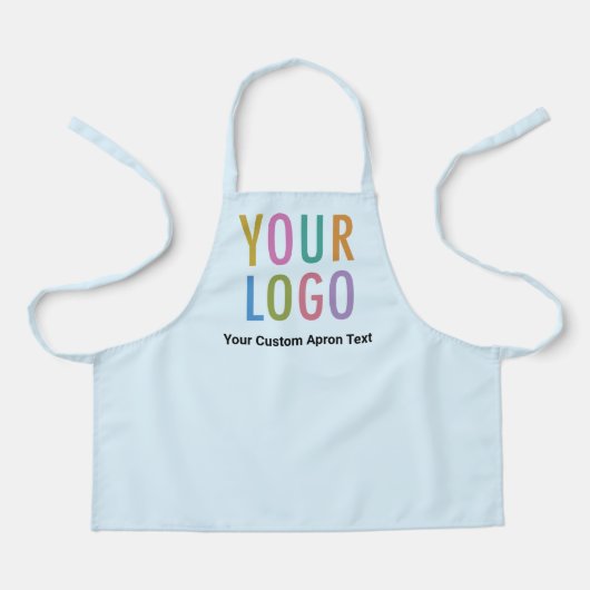 Light Blue Kids Schürze mit Schullogo und Text (Vorderseite)