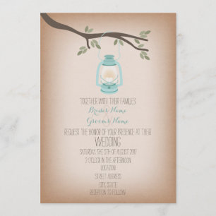 Light Blue Lantern Camping Hochzeitseinladung Einladung